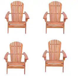 Jiallo - Grand Collection Folding Large Size Adirondack Chair Pine Wood - Walnut