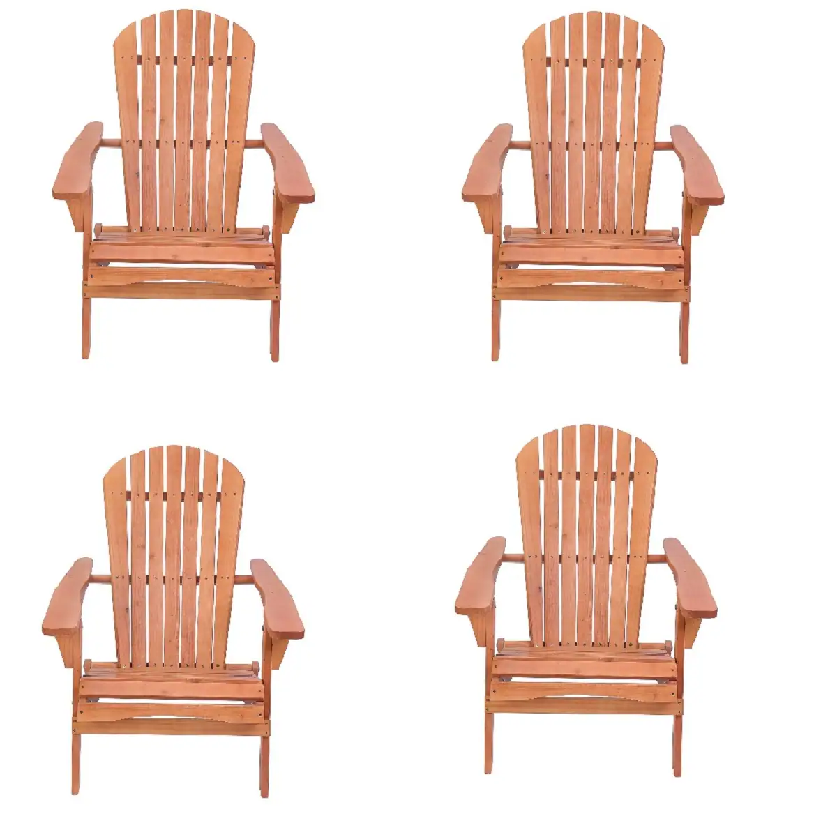 Front. Jiallo - Grand Collection Folding Large Size Adirondack Chair Pine Wood, Walnut - Walnut.