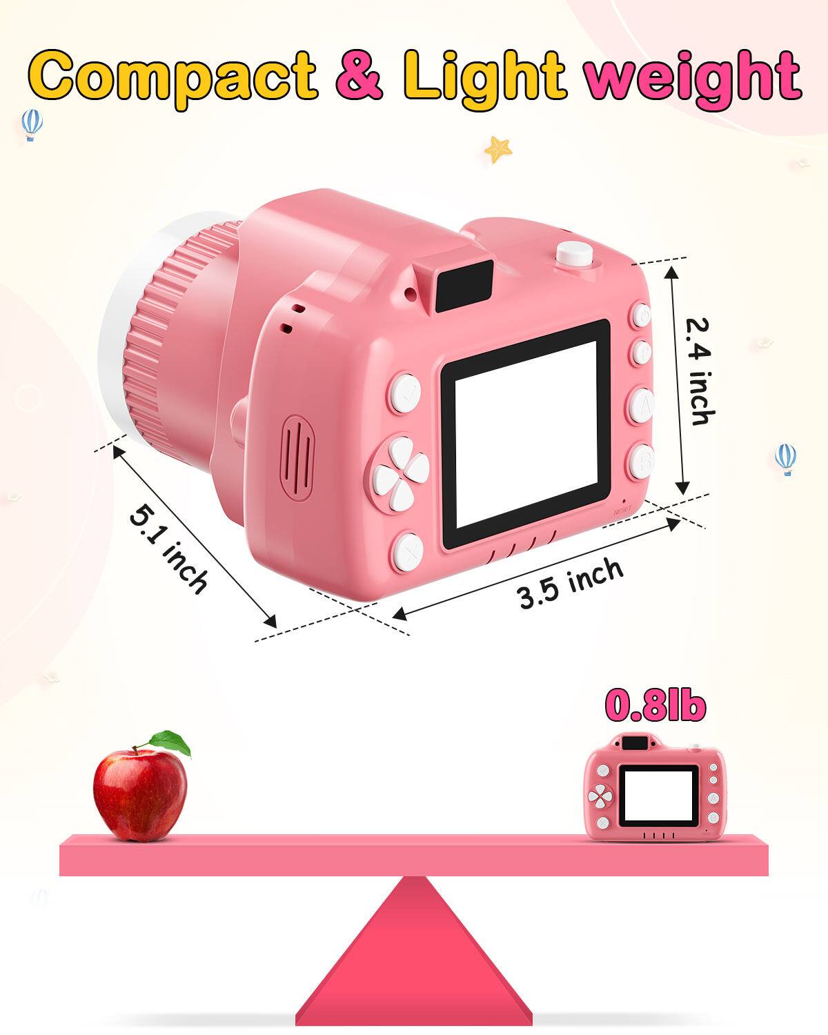 Compact & Light weight  
5.1 inch  
3.5 inch  
2.4 inch  
0.8lb