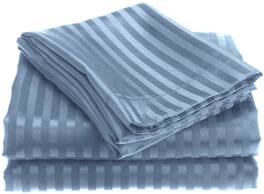 Plazatex - 1800 Series Embossed Striped Wrinkle Resistant Sheet 4pc Set King - Light Blue