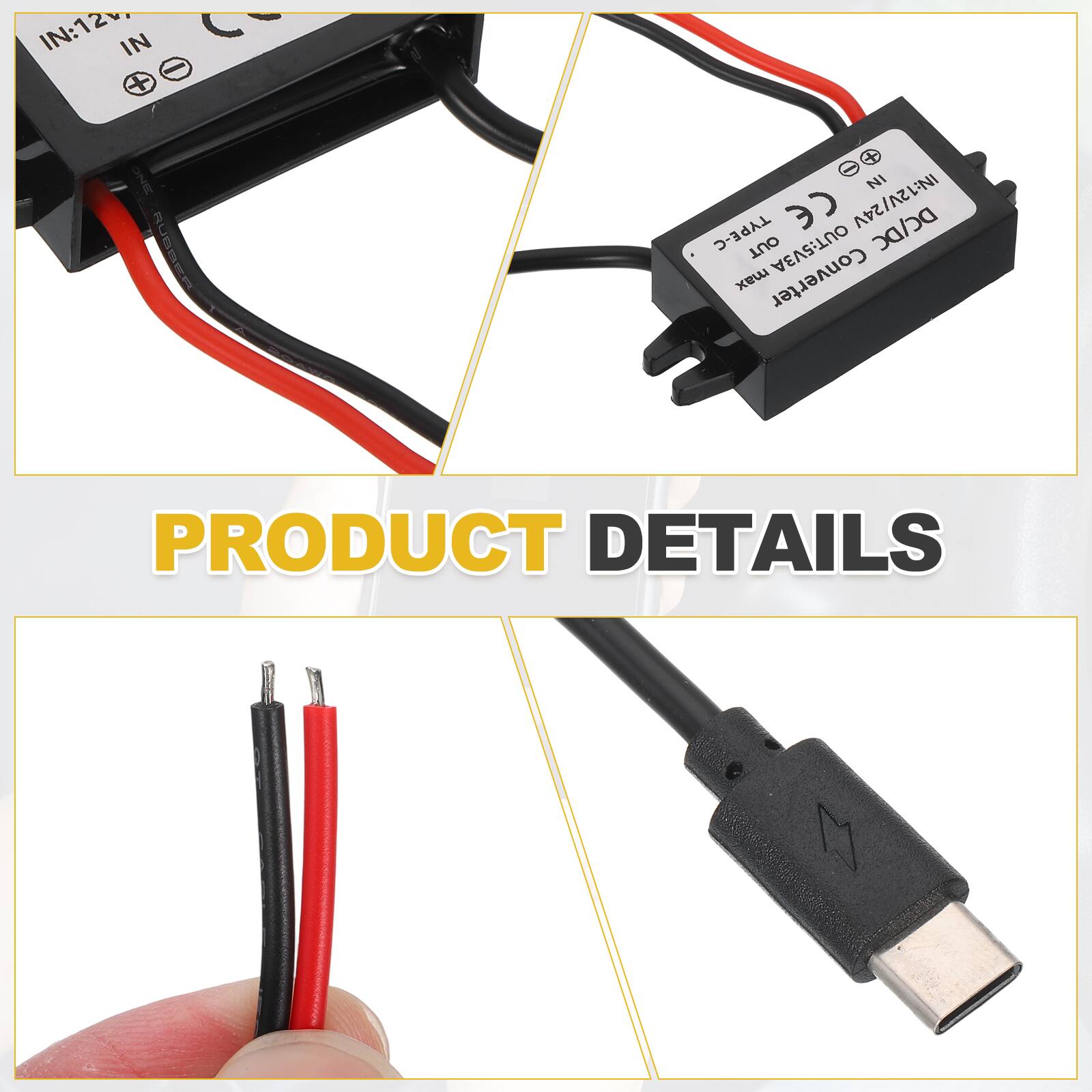 IN: 12V  
IN 3C00m + NI 3 IN: 12V/24V ca/ -39YT TUO  
OUT: 5V3A max Converter  

PRODUCT DETAILS