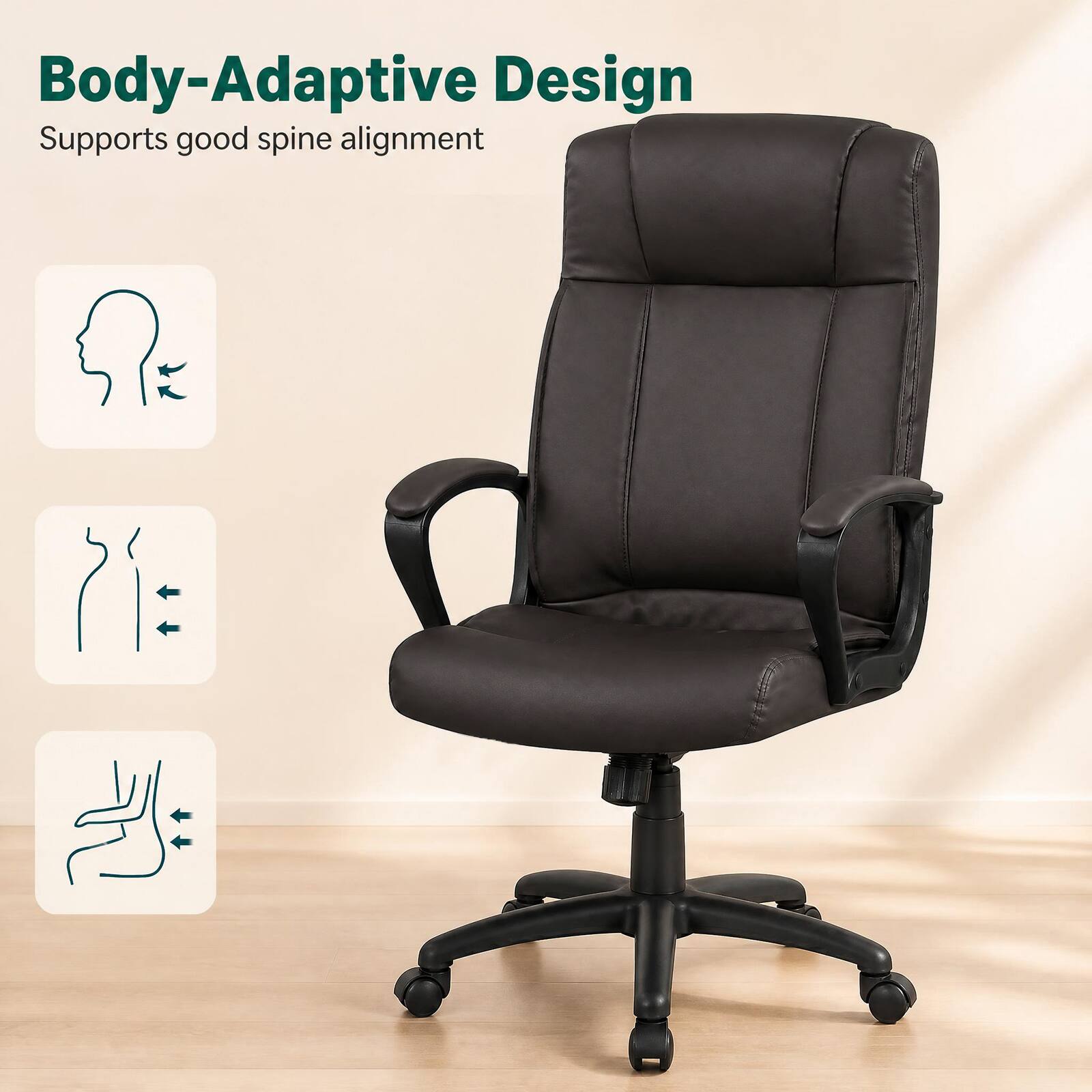 Body-Adaptive Design  
Supports good spine alignment