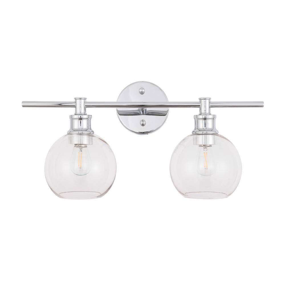 Alt View 1. Living District - Collier 2 light Chrome and Clear glass Wall sconce - Chrome And Clear Glass.