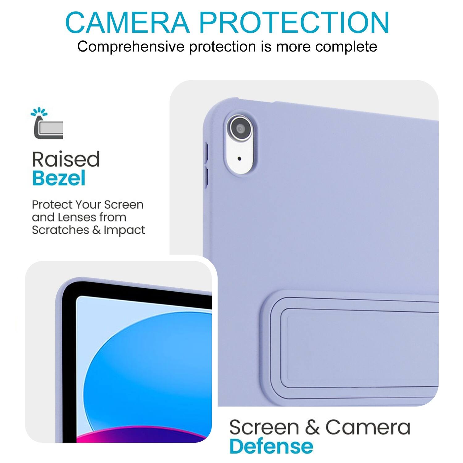 CAMERA PROTECTION  
Comprehensive protection is more complete  

Raised Bezel  
Protect Your Screen and Lenses from Scratches & Impact  

Screen & Camera Defense