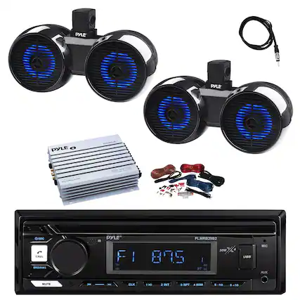 PYLE PYLE PYLE O MASEINUE an WATTS - PLAEMA/AEN /SAC CALL BNDAMS IR PYLE FI I > 30 PLMRB29B2 sOw 875 : BT C 4 USB MIC AUX MUTE H M CLK 1 HI 2 INT 3 RPT 4 RDM S 3-10 . +10