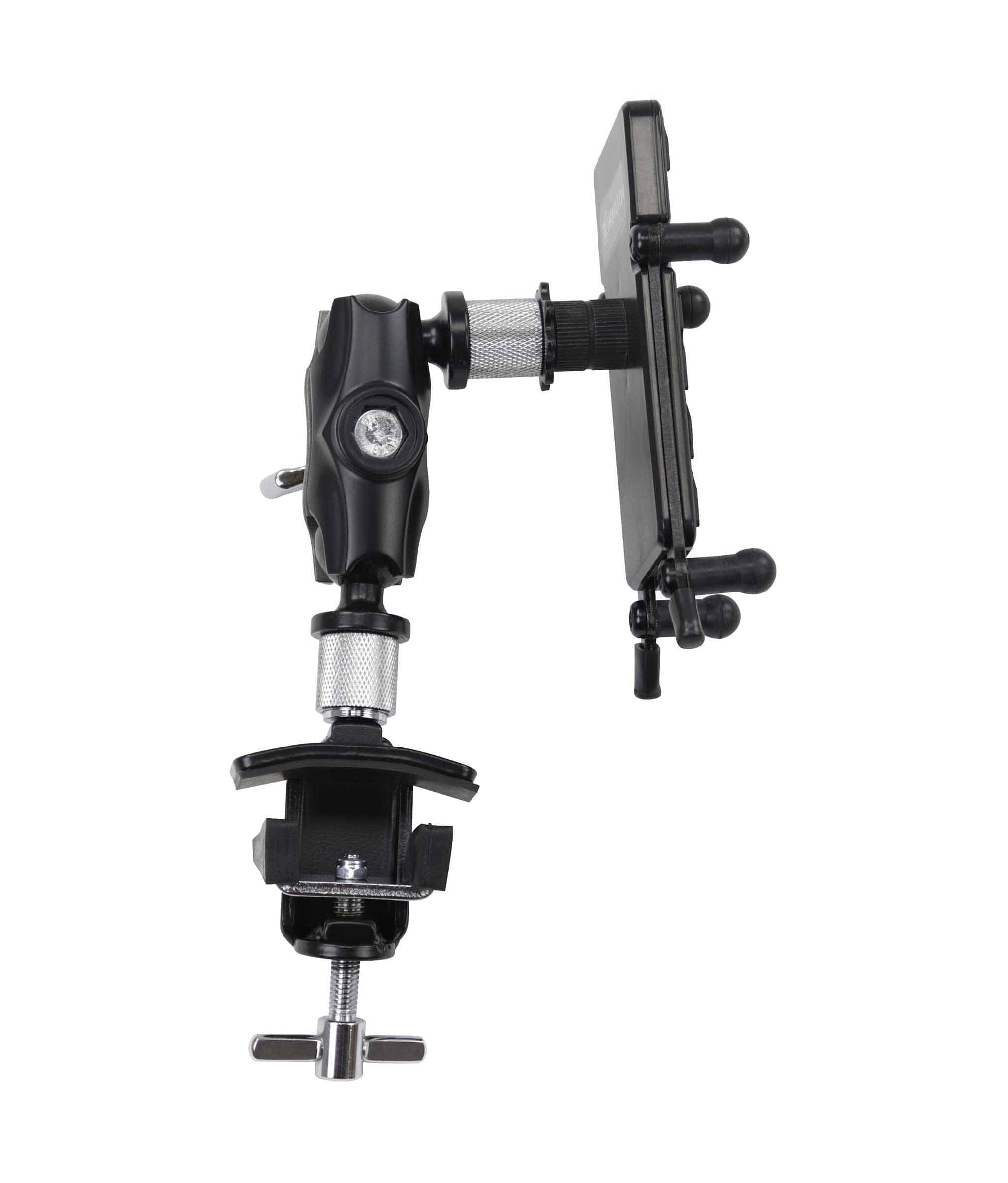 Angle. Gibraltar Hardware - Dual Adjust Smartphone Bass Drum Hoop Mount, Secure, Adjustable with Angle Placement, Accommodates most Phones - Black.