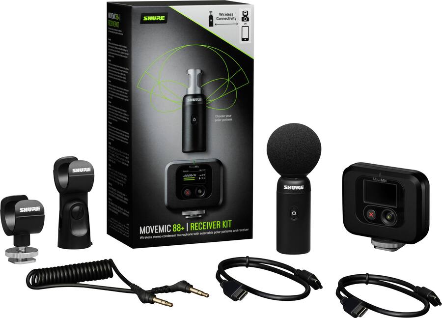 Shure MoveMic 88+ Wireless Microphone Receiver Kit Black MV88+W Shure MoveMic 88+ Wireless Microphone Receiver Kit Black MV88+W