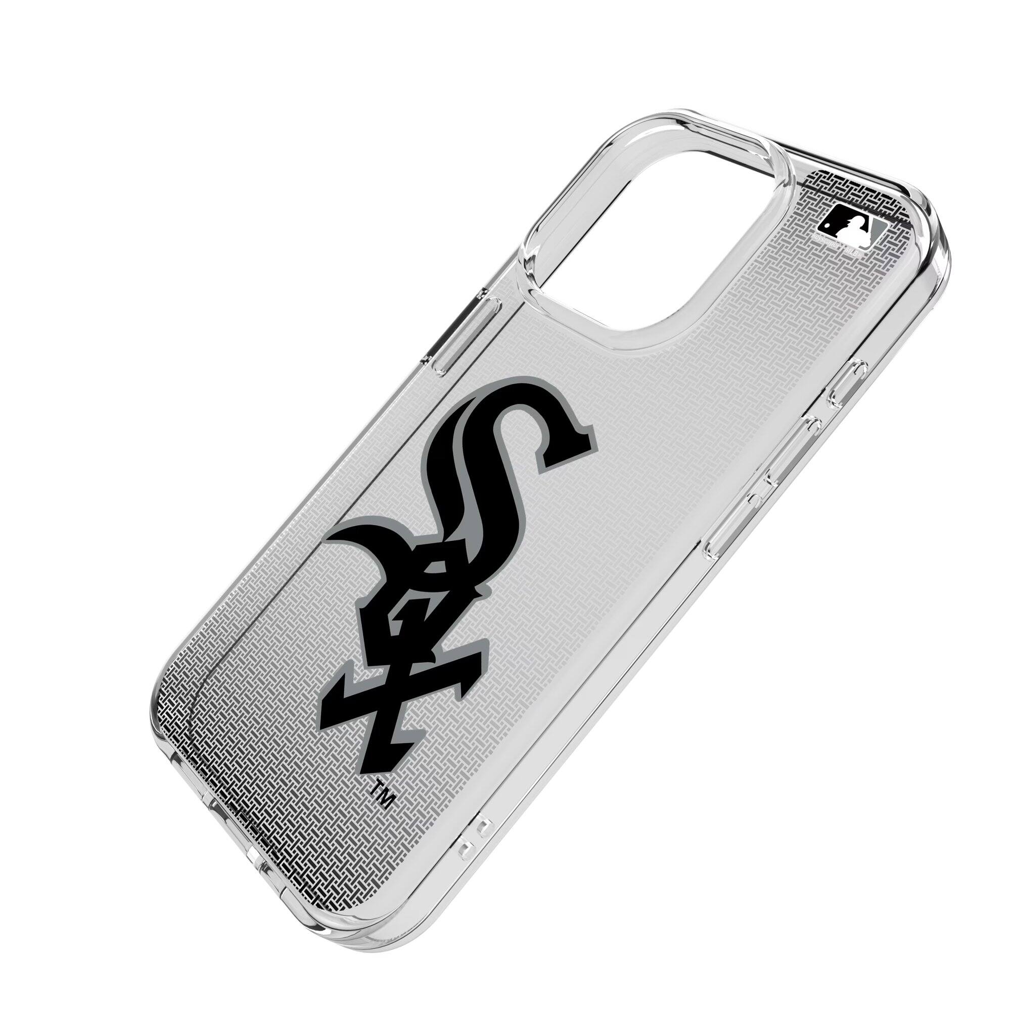 Alt View 1. Keyscaper - Chicago White Sox Linen Logo iPhone Clear Case - 15 Plus - Multicolor.