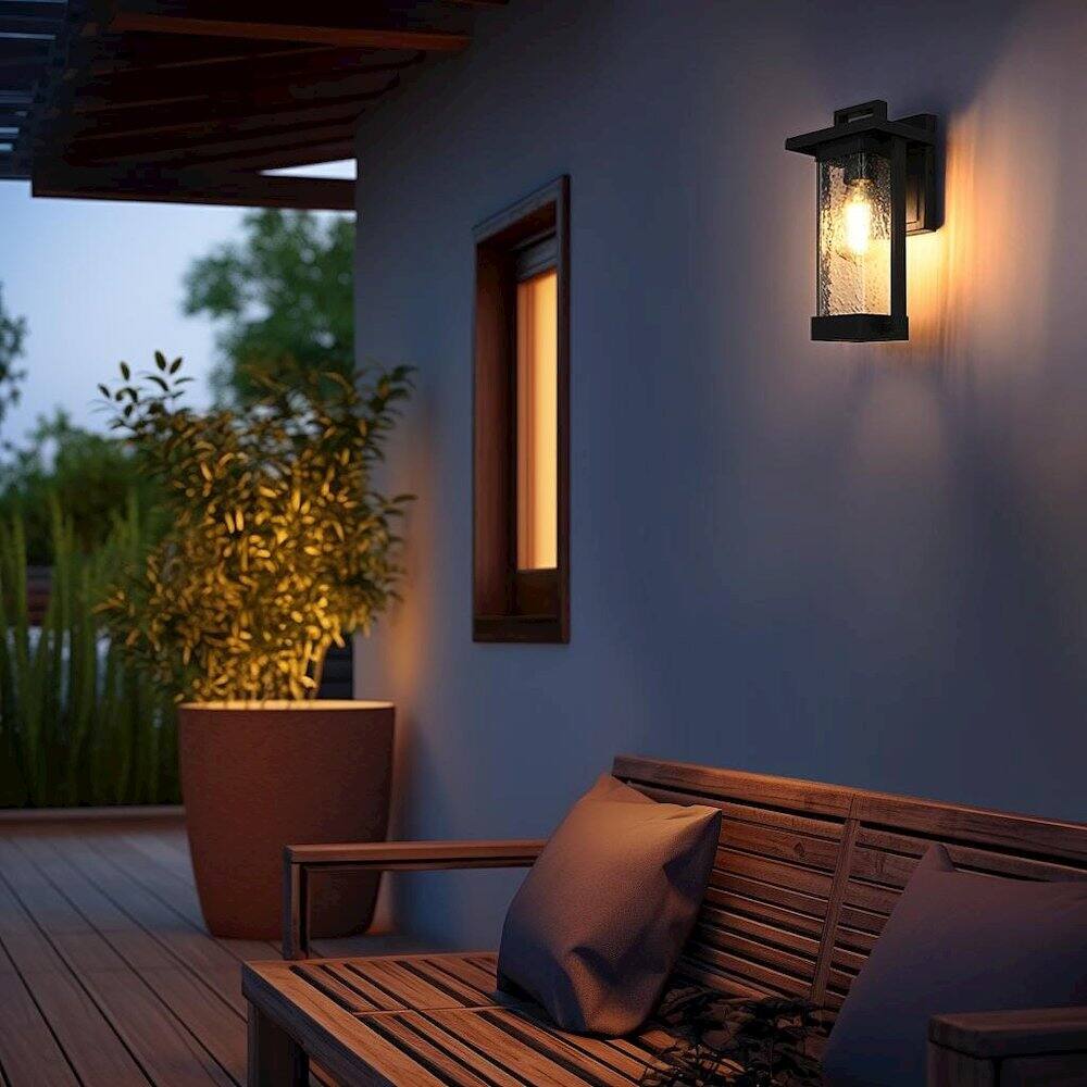 Alt View 4. Elegant Lighting - Tilton 7 inch Outdoor Pendant in Black - Black.