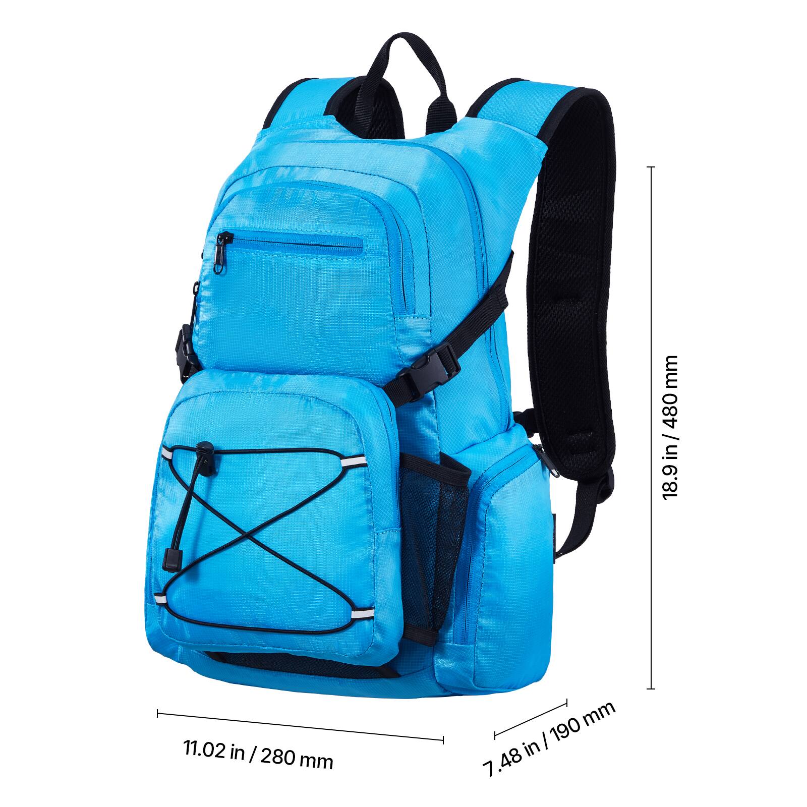 - Height: 18.9 in / 480 mm
- Width: 11.02 in / 280 mm
- Depth: 7.48 in / 190 mm