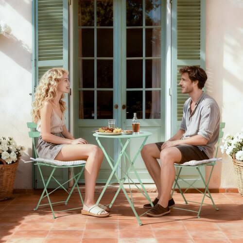 Alt View 9. Winado - 3 Piece Folding Bistro Table Chairs Dining Set Weather-Resistant for Indoor/Outdoor - Light Green.