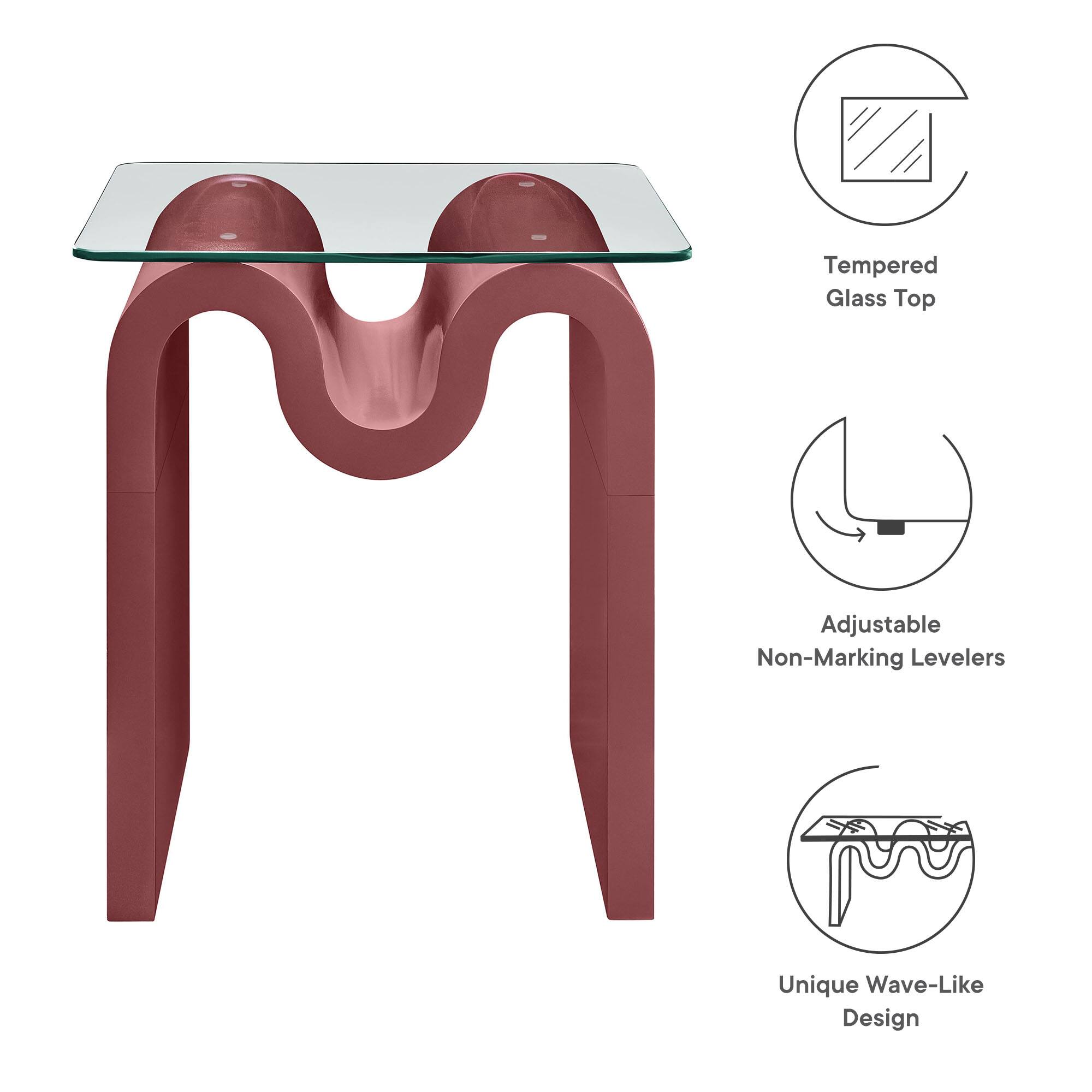 Tempered Glass Top  
Adjustable Non-Marking Levelers  
Unique Wave-Like Design