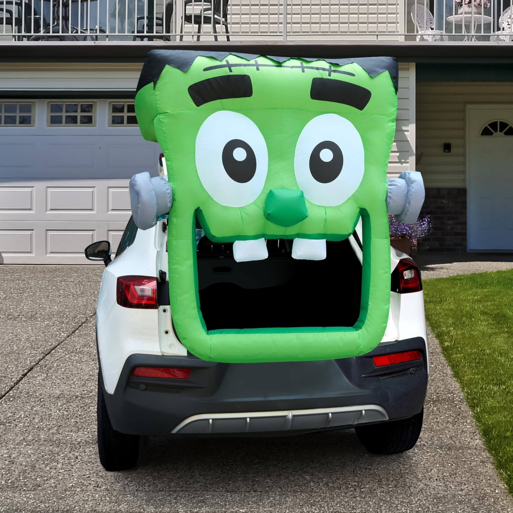 Alt View 3. Joyfy - 4.3 FT Halloween Inflatable Zombie Decoration,Trunk or Treat Car Decorations Kit with Built-in LED Light for Party Yard - green.