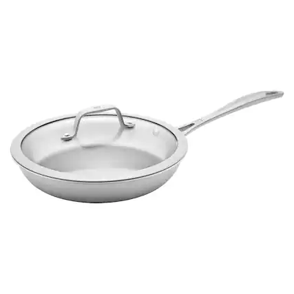 Front. ZWILLING - ZWILLING Spirit 3-ply 9.5-inch Stainless Steel Fry Pan with Lid - Stainless Steel.