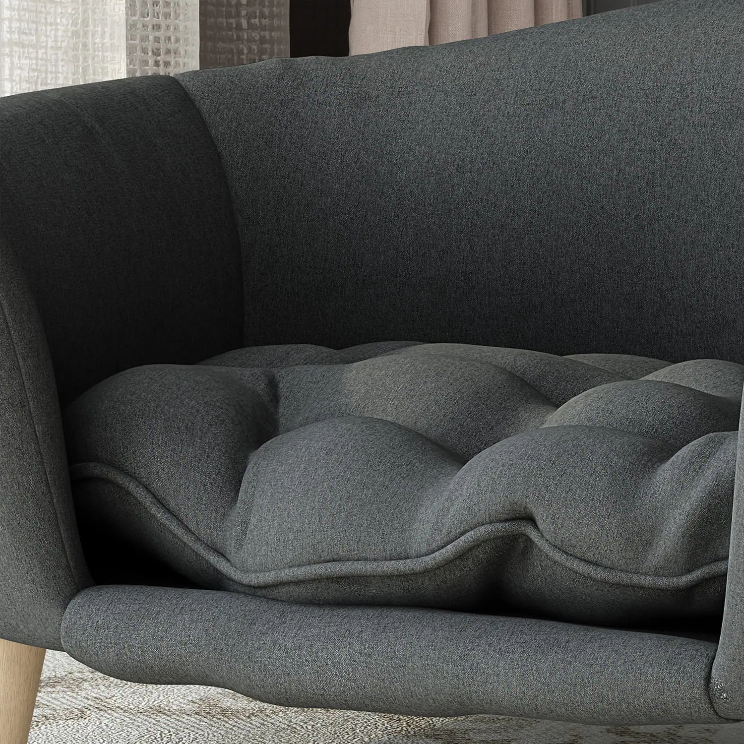 Alt View 8. Pefilos - 30" Elevated Dog Sofa, Corduroy Pet Couch with Rubber Wood Legs and Supportive Foam, Comfy Dog Bed for Small Dogs - Gray.