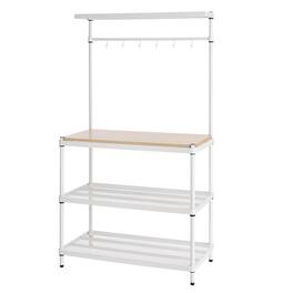 Design Ideas - MeshWorks Metal Storage Utility Wood Top Shelving Unit Rack - White