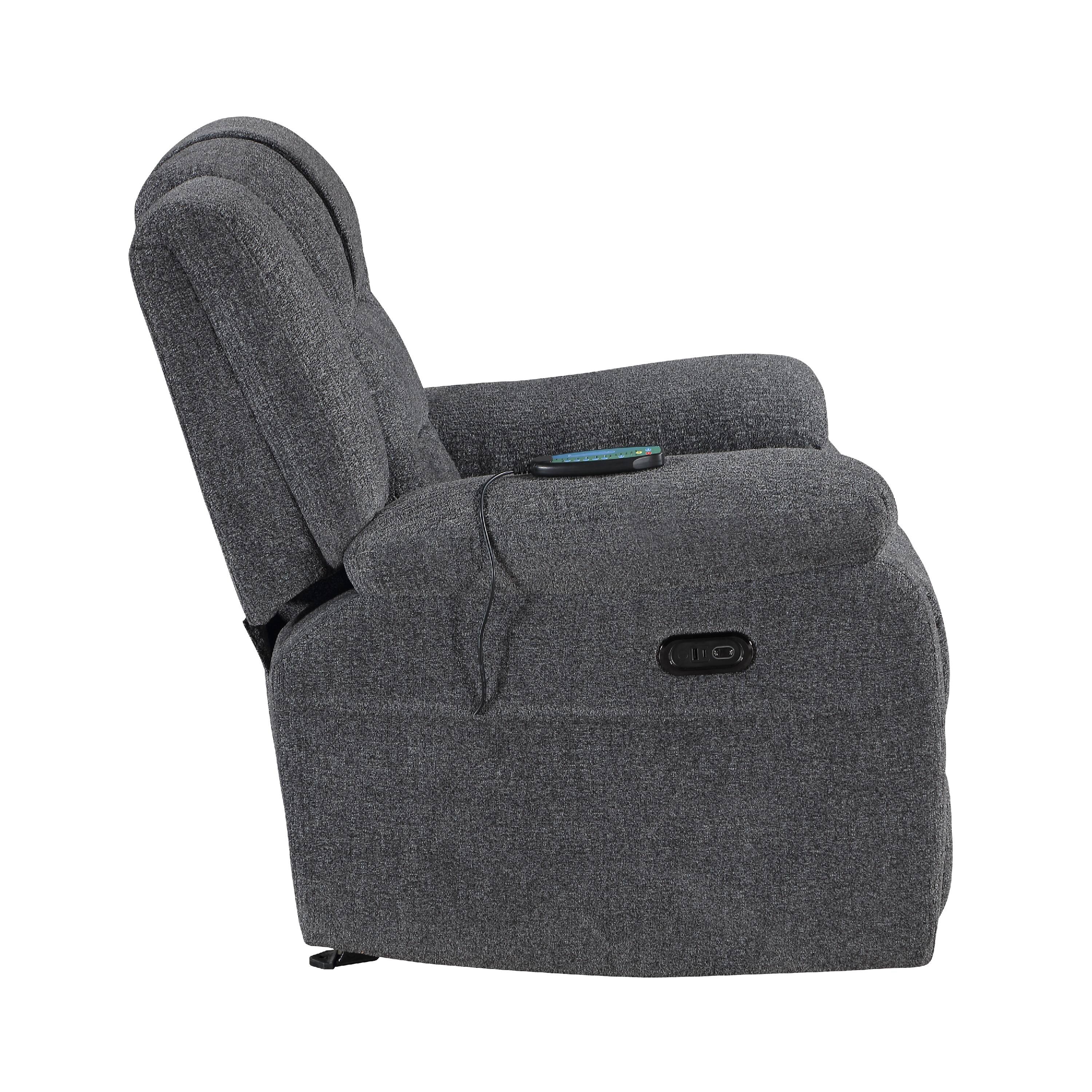 Alt View 1. Manhattan Lane - Reno Power Glider Recliner Chair with Heat and Massage,  Polyester - Dark Gray.