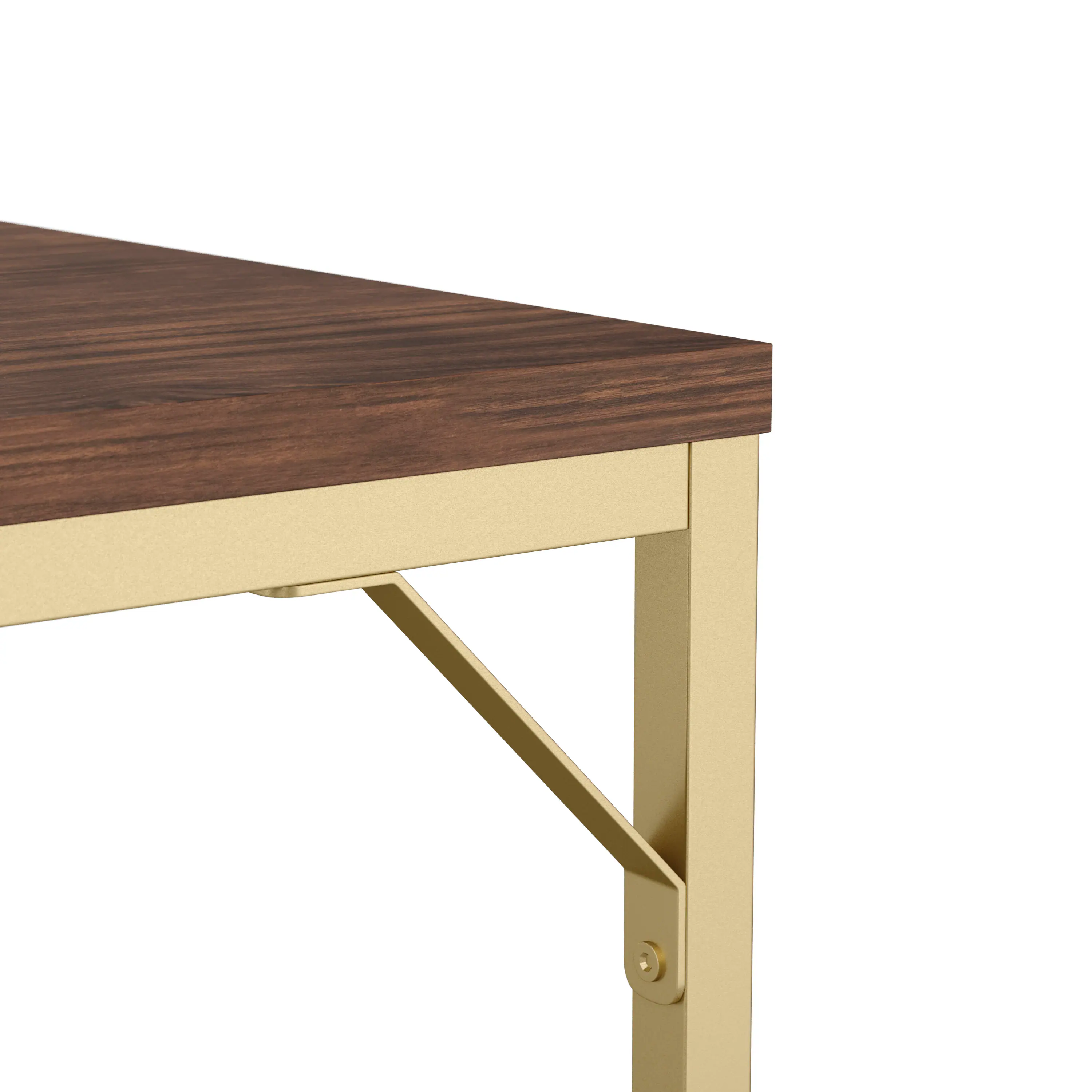 Alt View 19. Martha Stewart - Noah Walnut Wood Grain Parsons Desk - Walnut Top/Polished Brass Frame.