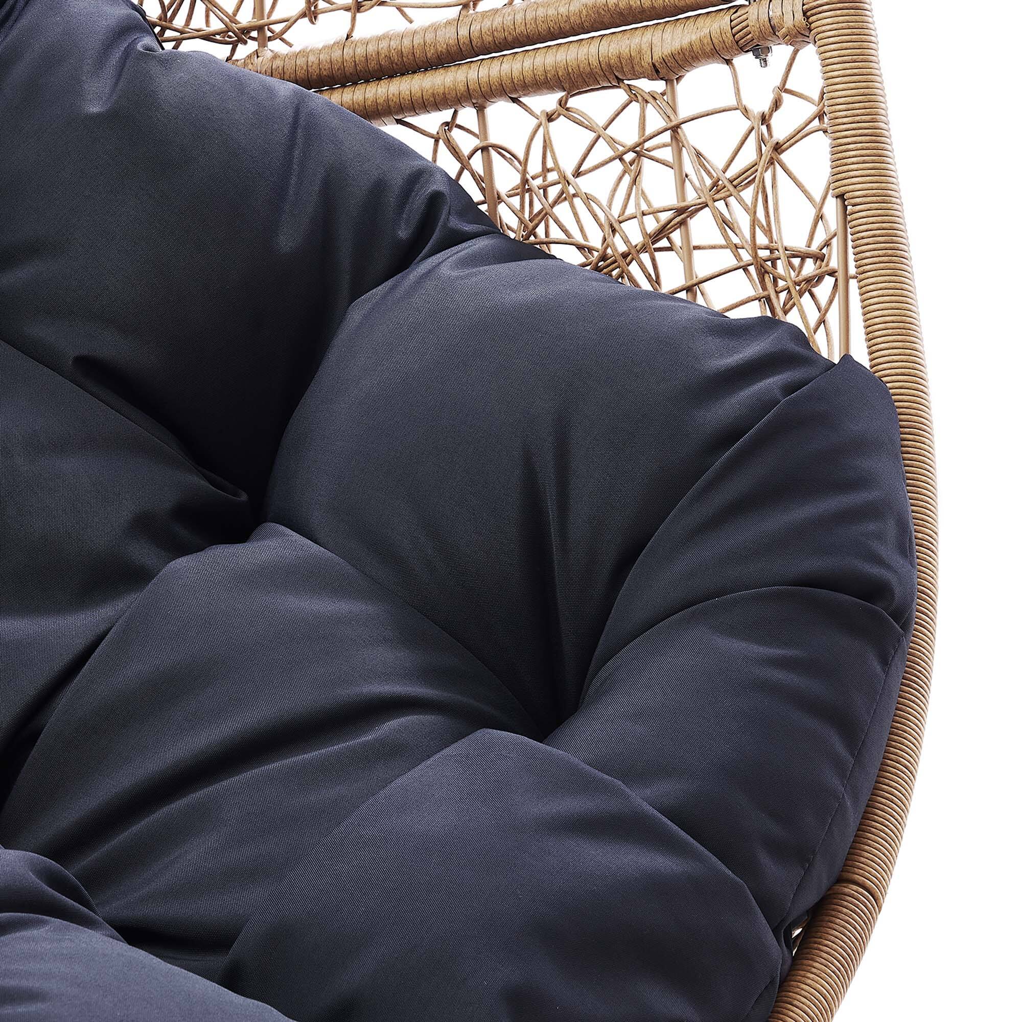 Alt View 7. Modway - Encase Outdoor Patio Rattan Swing Chair by Modway - Cappuccino Navy.