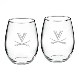 Jardine - Virginia Cavaliers 2-Piece 21oz. Stemless Wine Glass Set - Multicolor