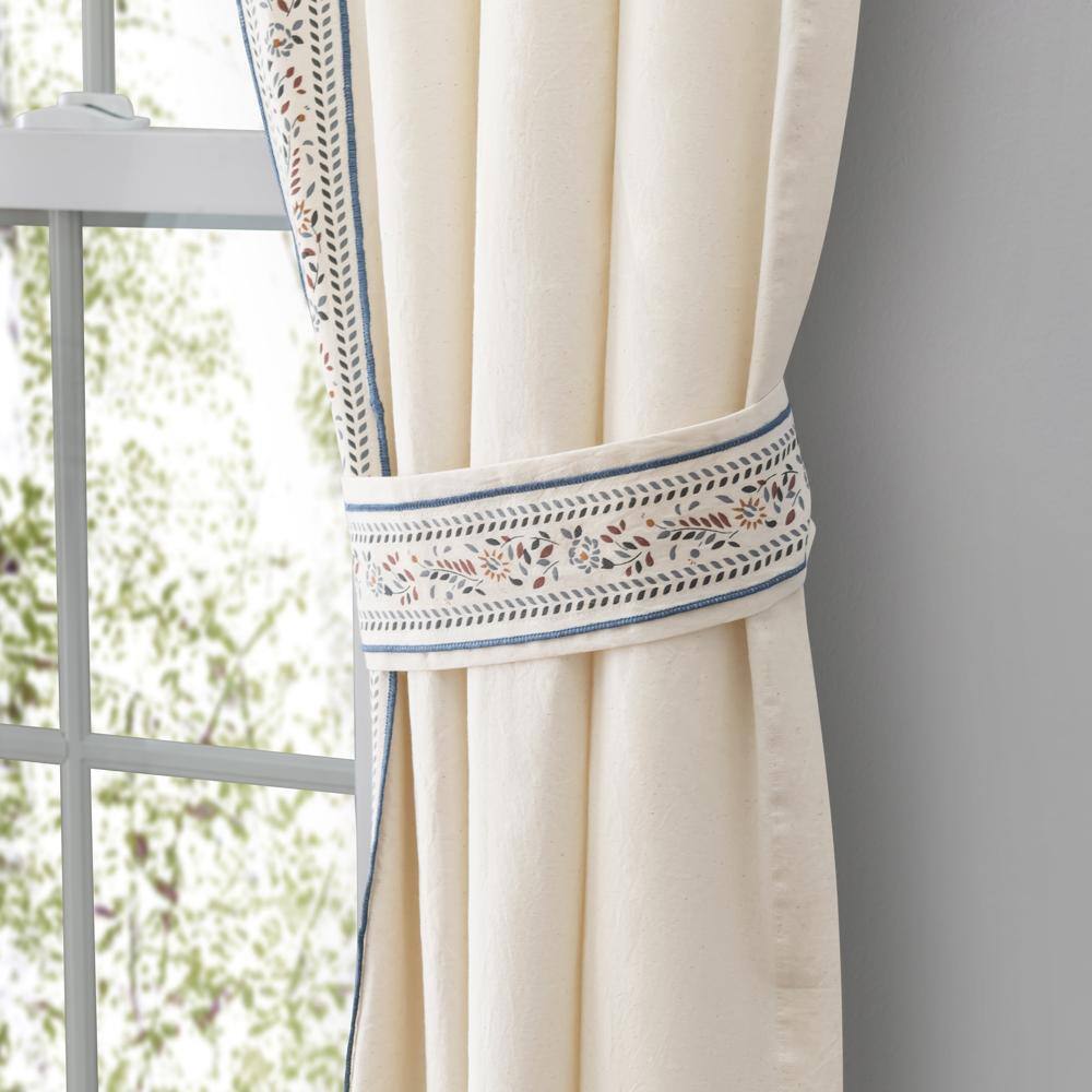 Left. Ellis Curtain - Ellis Curtain Richmark Tailored Rod Pocket Design Curtain Panel Pair for Windows with Ties 70" x 54" Natural - Natural.