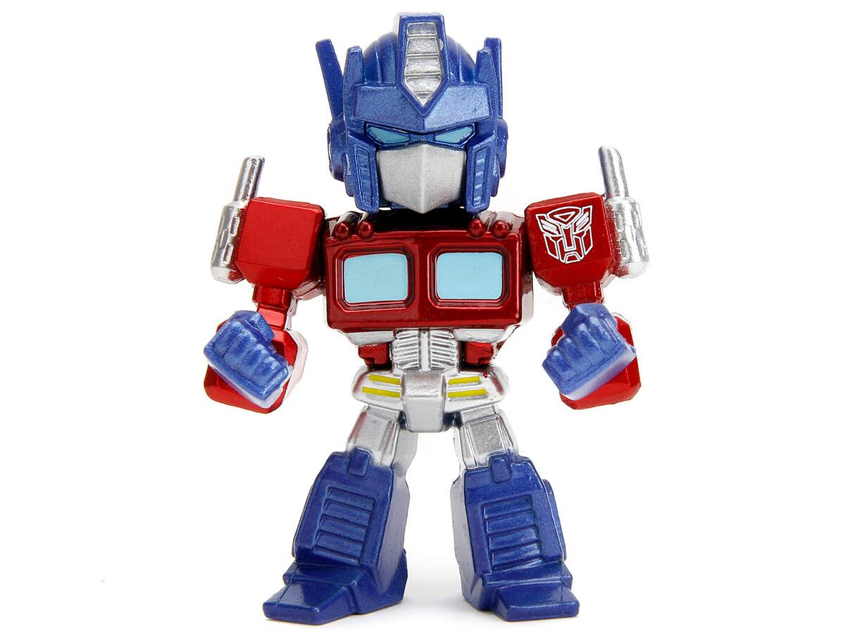 Left. Jada - Set of 4 Diecast Figures "Transformers" TV Series "Metalfigs" Series Diecast Models by Jada - Multicolor.