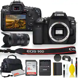 Canon - EOS 90D DSLR Camera With Sigma 18-35mm Lens, Soft Padded Case, Memory Card, and More