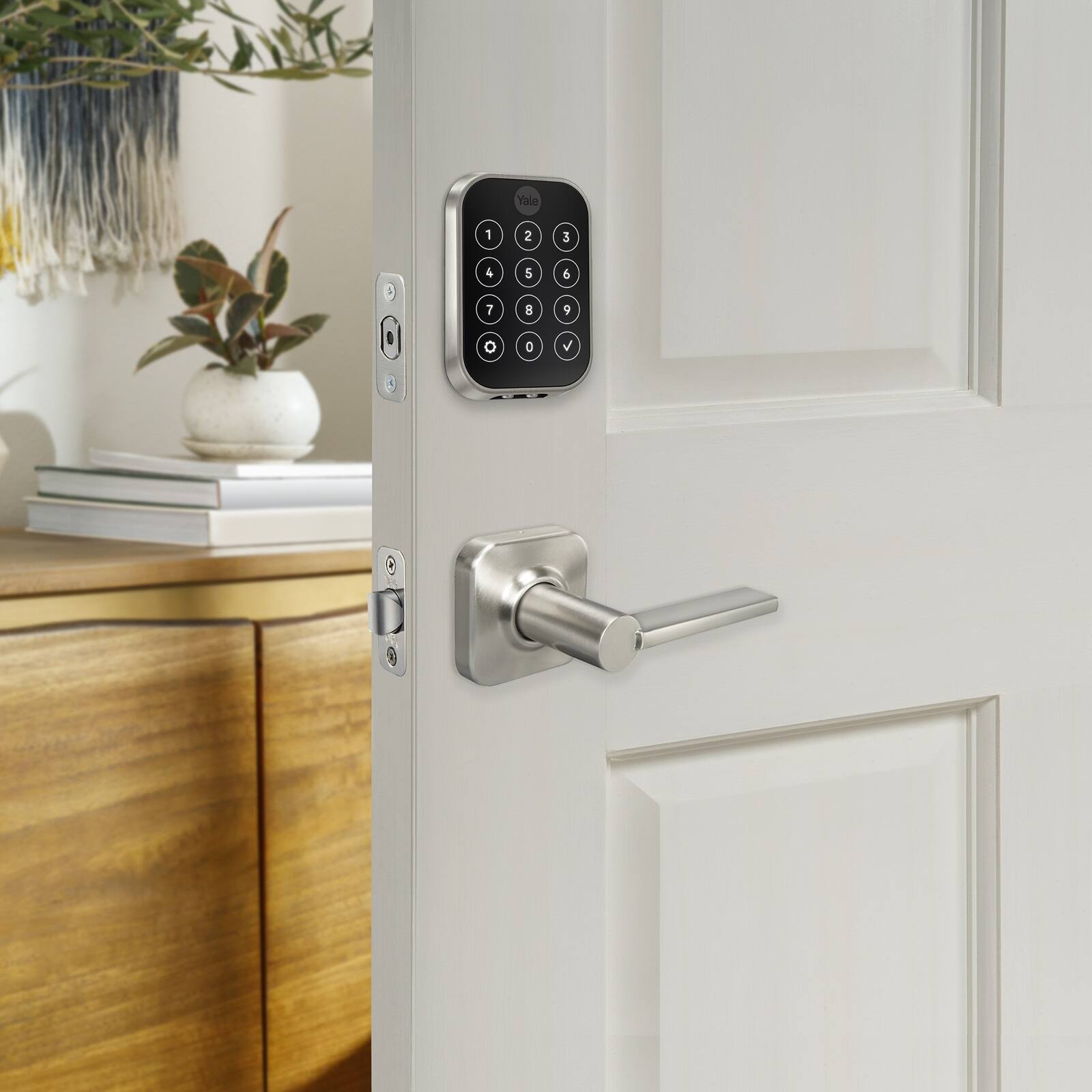 Alt View 17. Yale - Assure Lock 2 - Smart Lock Keyless Wi-Fi Deadbolt with Touchscreen Keypad Access - Valdosta Handle - Satin Nickel.