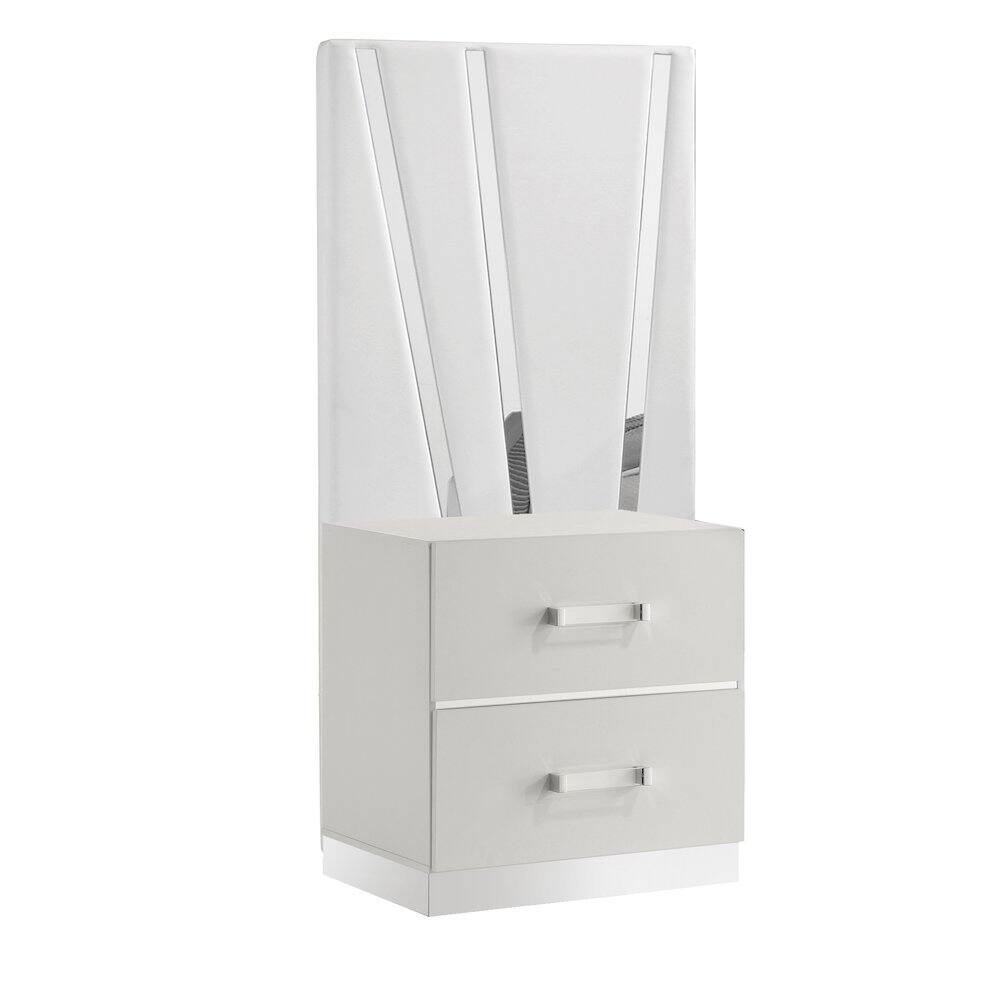 Left. New Classic Furniture - Europa Wood 2 Nightstand with Panels - White.