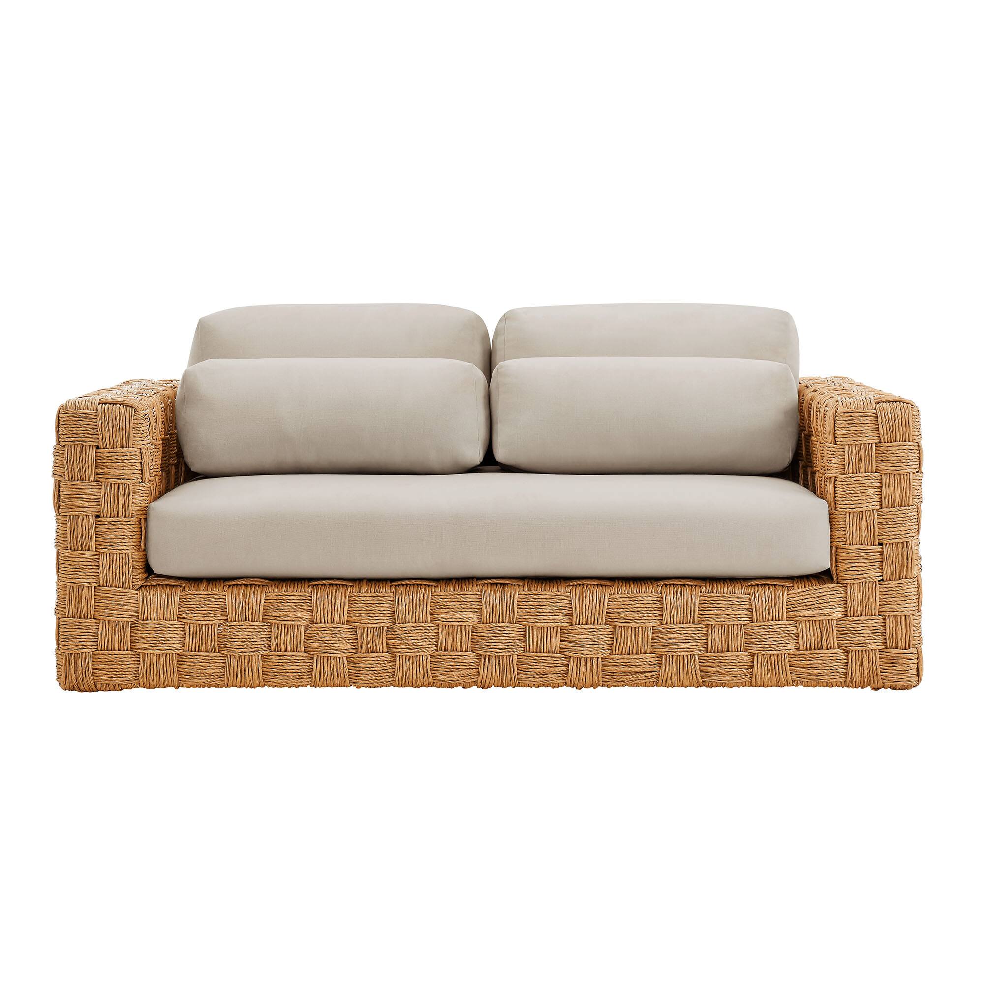 Alt View 5. Modway - Thames Outdoor Patio Wicker Outdoor Patio Rattan Loveseat by Modway - Natural Light Gray.