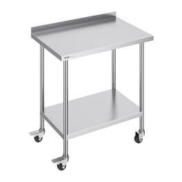 VEVOR - 24 x 36 x 40 Inch Stainless Steel Work Table, Commercial Food Prep Worktable with Casters, Heavy Duty Prep Worktable - Silver