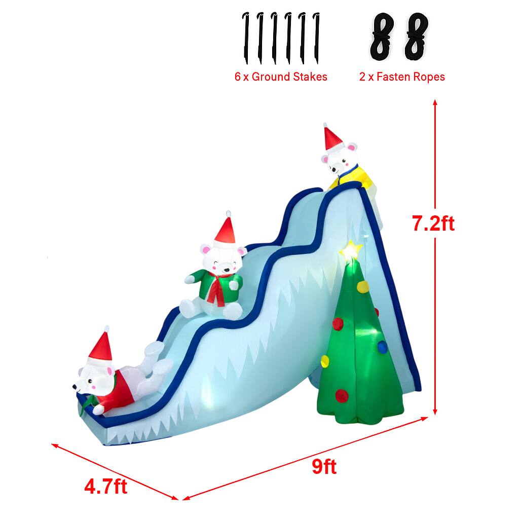 6 x Ground Stakes  
2 x Fasten Ropes  

7.2ft  
4.7ft  
9ft