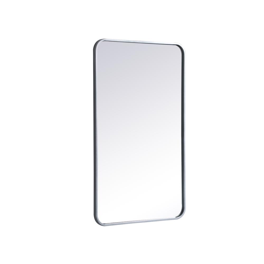 Alt View 1. Elegant Decor - Soft corner metal rectangular mirror 22x36 inch in Silver - Silver.