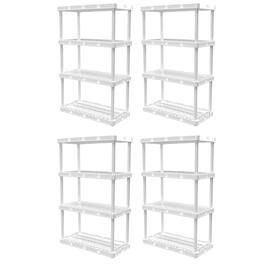 Gracious Living - 4 Shelf Knect-A-Shelf Ventilated Storage Unit, White (4 Pack) - 4 Shelf - White
