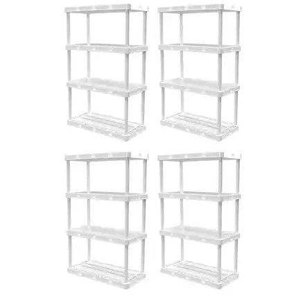 Front. Gracious Living - Gracious Living 4 Shelf Knect-A-Shelf Ventilated Storage Unit, White (4 Pack) - 4 Shelf - White.
