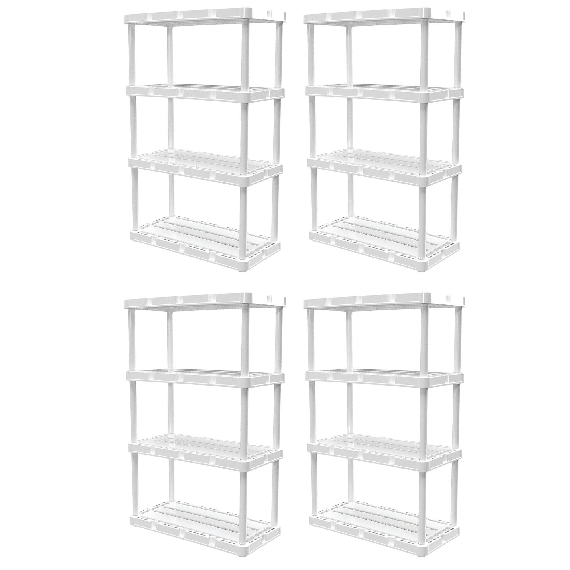 Front. Gracious Living - Gracious Living 4 Shelf Knect-A-Shelf Ventilated Storage Unit, White (4 Pack) - 4 Shelf - White.