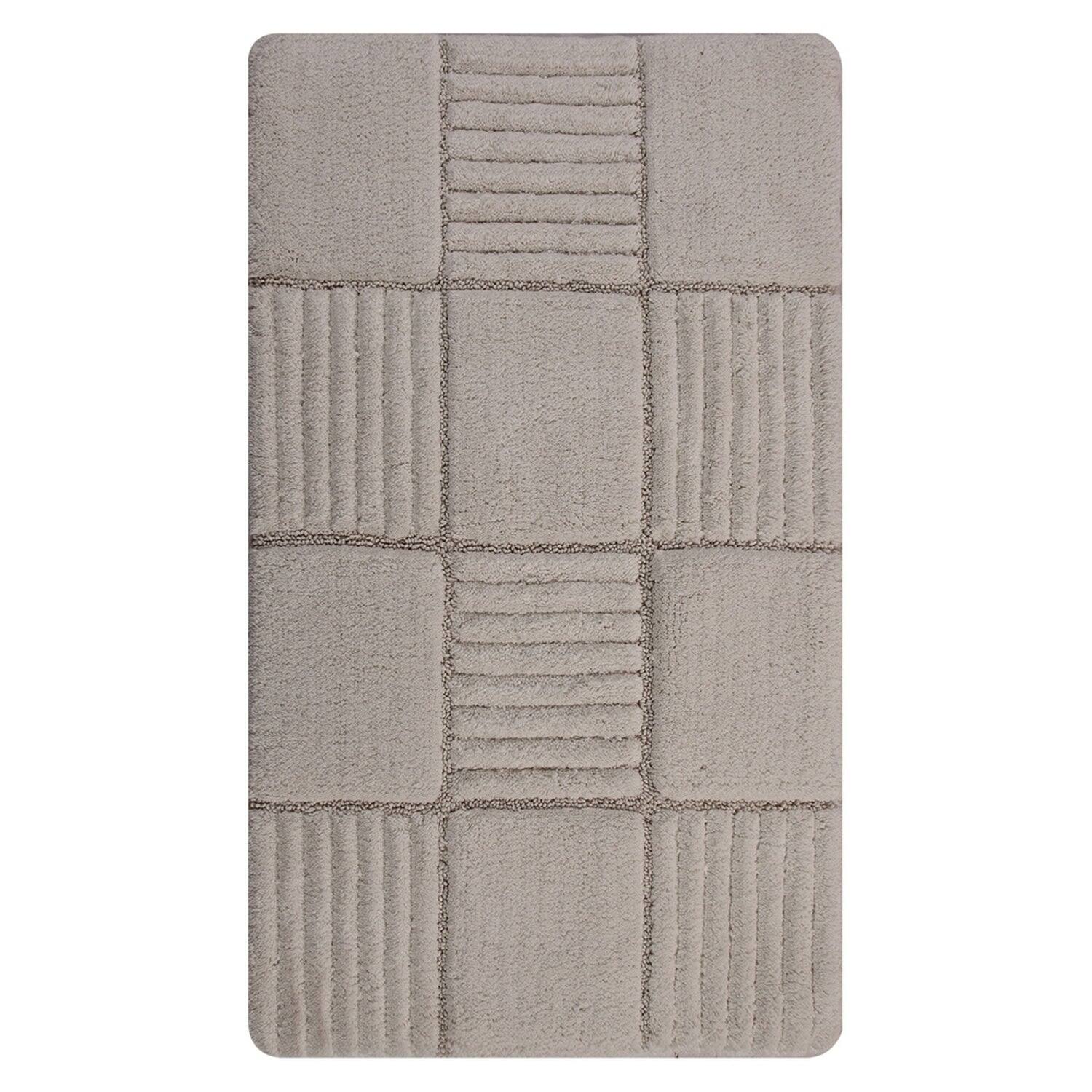 Back. Knightsbridge - Knightsbridge Checkerboard Bath Rug - 21 x 34 Inches - Non-Skid Cotton Rug - white.