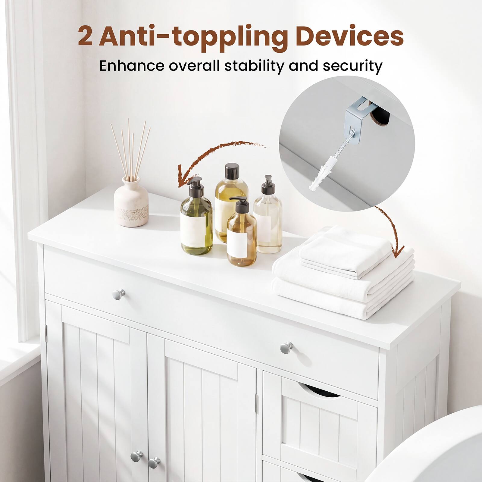 2 Anti-toppling Devices  
Enhance overall stability and security