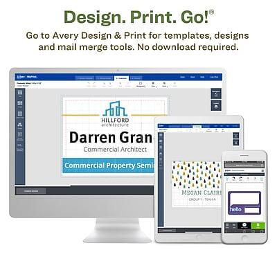 Design. Print. Go!  
Go to Avery Design & Print for templates, designs, and mail merge tools. No download required.

HILLFORD architecture  
Darren Gran  
Commercial Architect  
Commercial Property Semi

MEGAN CLAIR  
CROLP  
TSAM  
hello