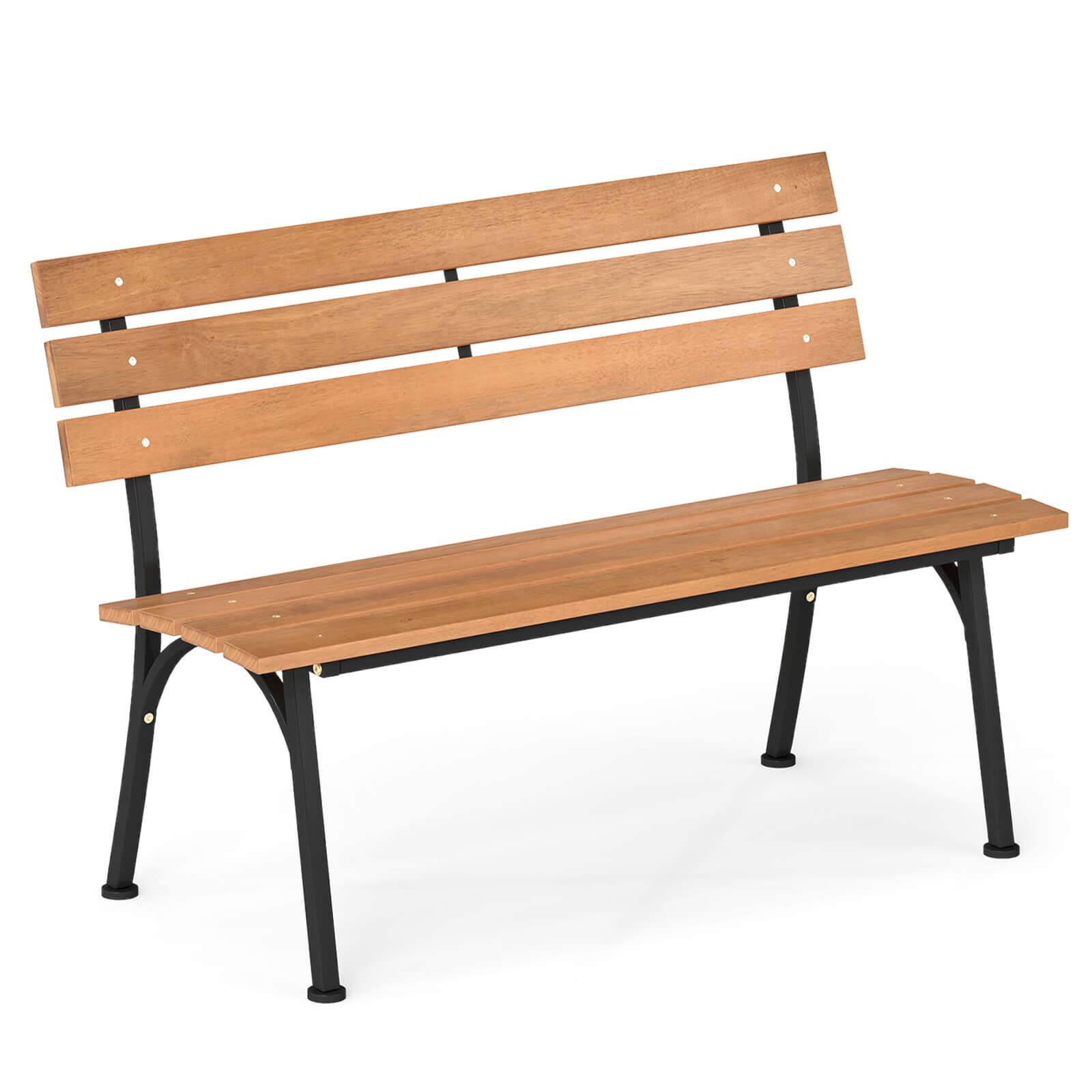 Costway - Acacia Wood Patio Loveseat with Heavy Duty Metal Frame, Slatted Backrest and Seat - Natural,Black price history on PriceWatchPro