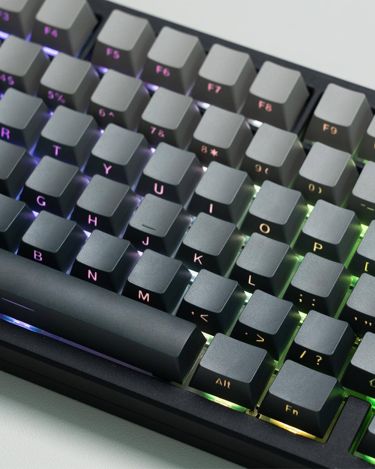 Alt View 2. Womier - Womier Gradient Double Shot PBT Keycaps,Shine Through Custom Keycap Cherry Profile for All Layout Keyboard - Retro Grey.