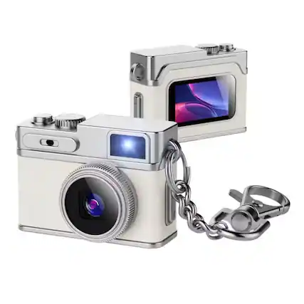 Front. Aries - Aries Necklace Pendant Retro Digital Camera - White.