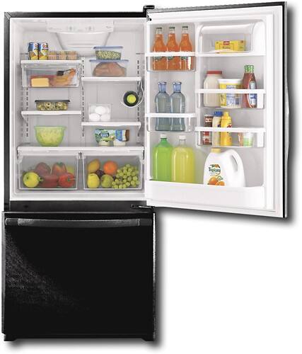 Front Standard. Whirlpool - Gold 18.6 Cu. Ft. Bottom-Mount Refrigerator - Black-on-Black.