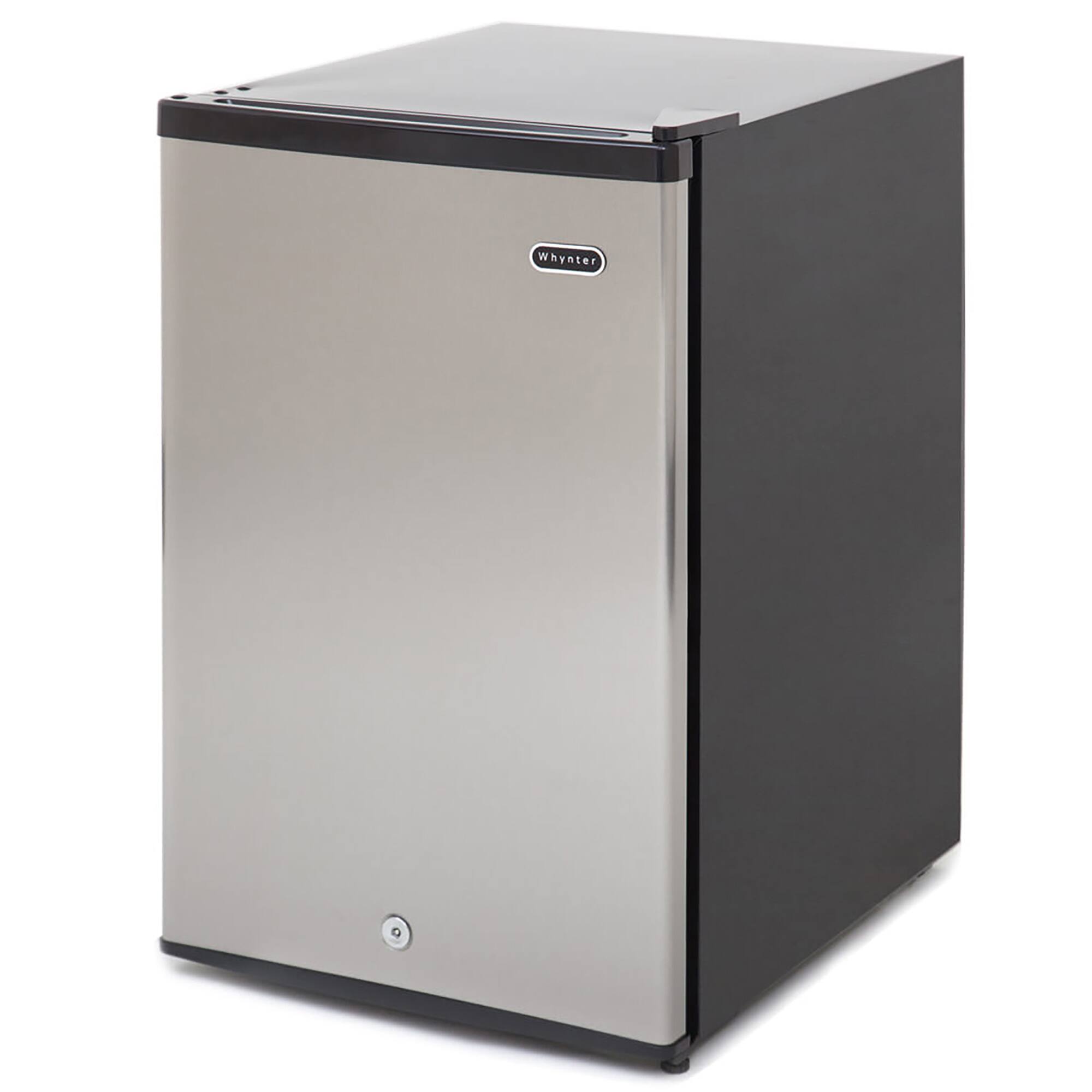 Angle. Whynter - Compact Upright Convertible Fridge/Freezer with Lock, 3.1 Cu. Ft. - Stainless Steel.