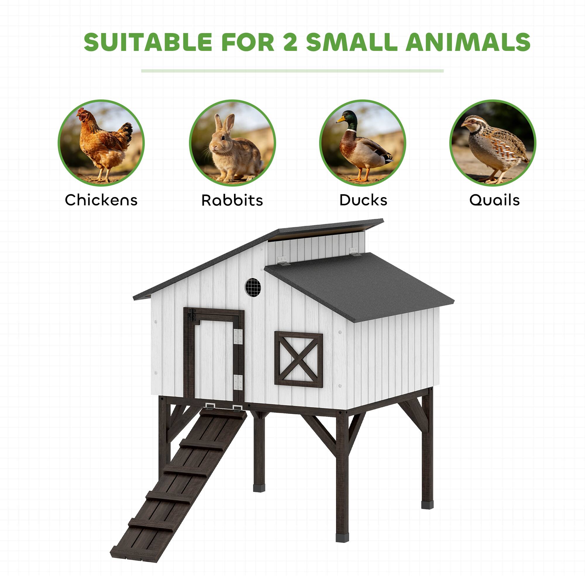 SUITABLE FOR 2 SMALL ANIMALS

- Chickens
- Rabbits
- Ducks
- Quails