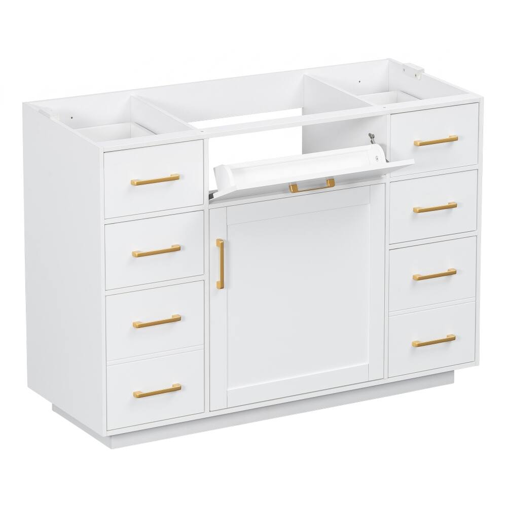 Alt View 3. Loheer - Loheer 48 Inch Bathroom Vanity Base Only White Freestanding Cabinet No Sink - White.