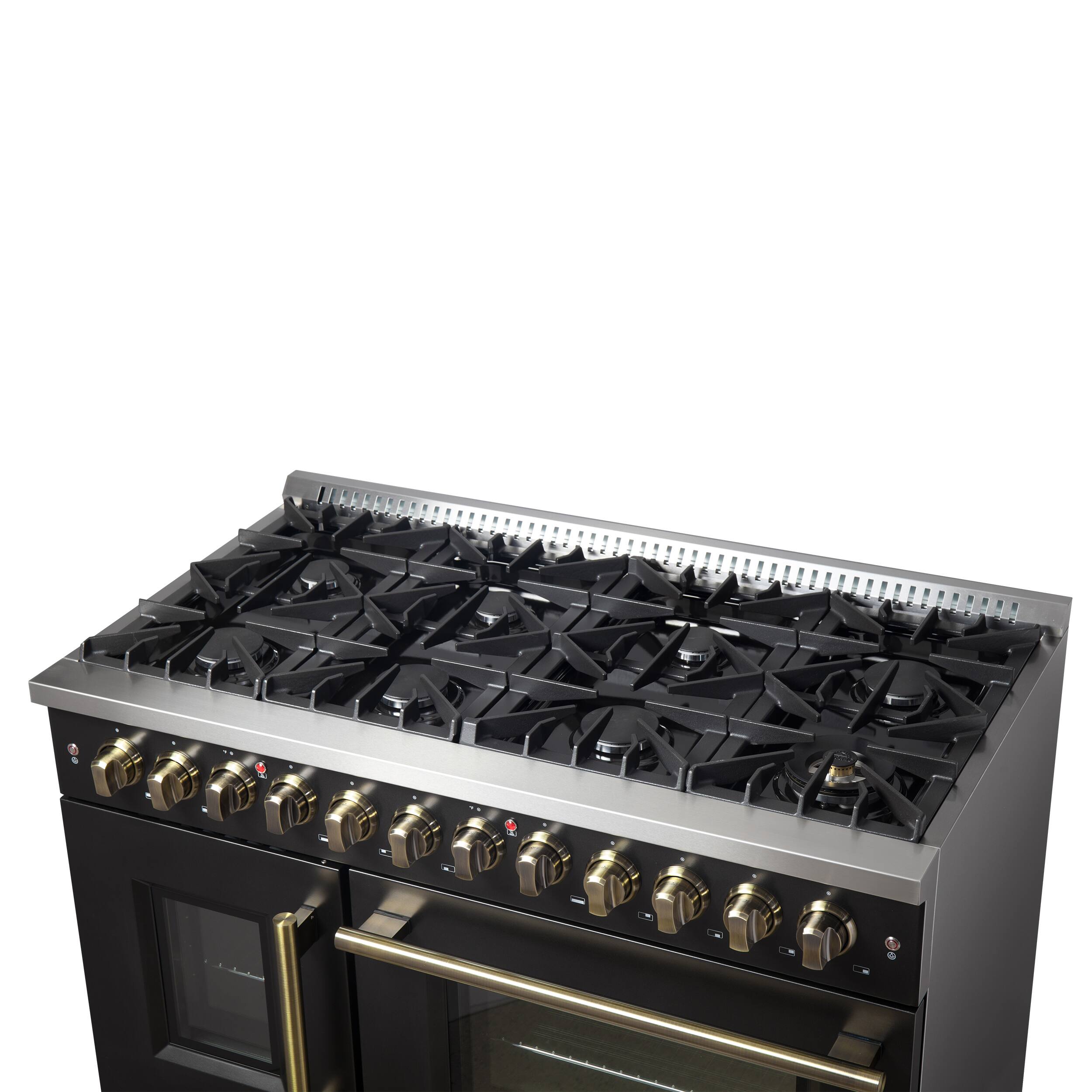 Alt View 6. Forno Appliances - 48 in. Wide 8 Burner Galiano 6.58 Cu. Ft. Freestanding Dual Fuel True Convection Range - Black.