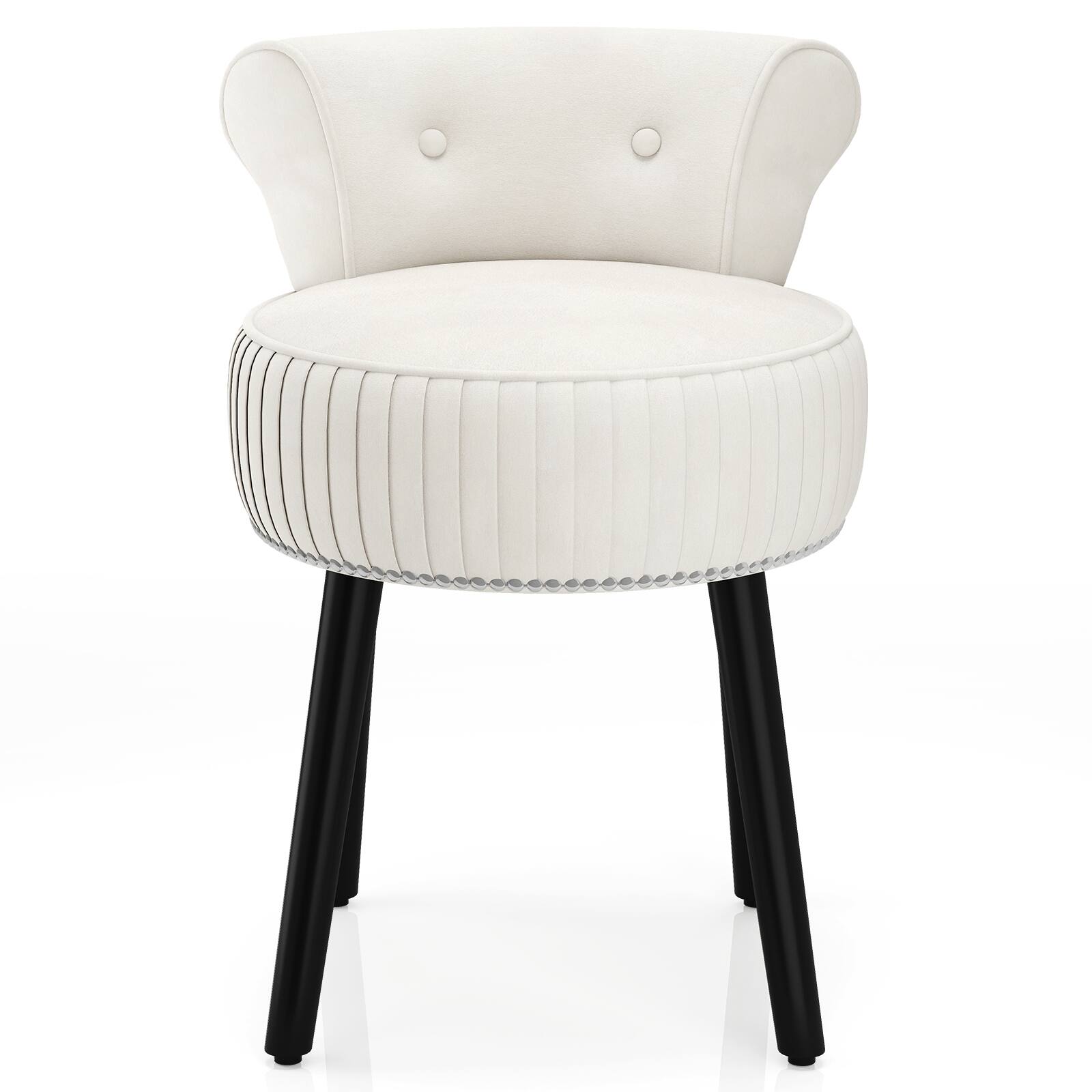 Alt View 9. Gymax - Gymax Velvet Vanity Chair w/ Back Tufted Low Back & Solid Wood Legs for Bedroom White - White.