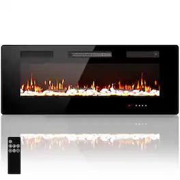 Fehokinch - 50" Electric Fireplace,1400W,400ft² Living Room,Wall Fireplace,Touch&Remote 10 Flame Colors with Log&Crystal