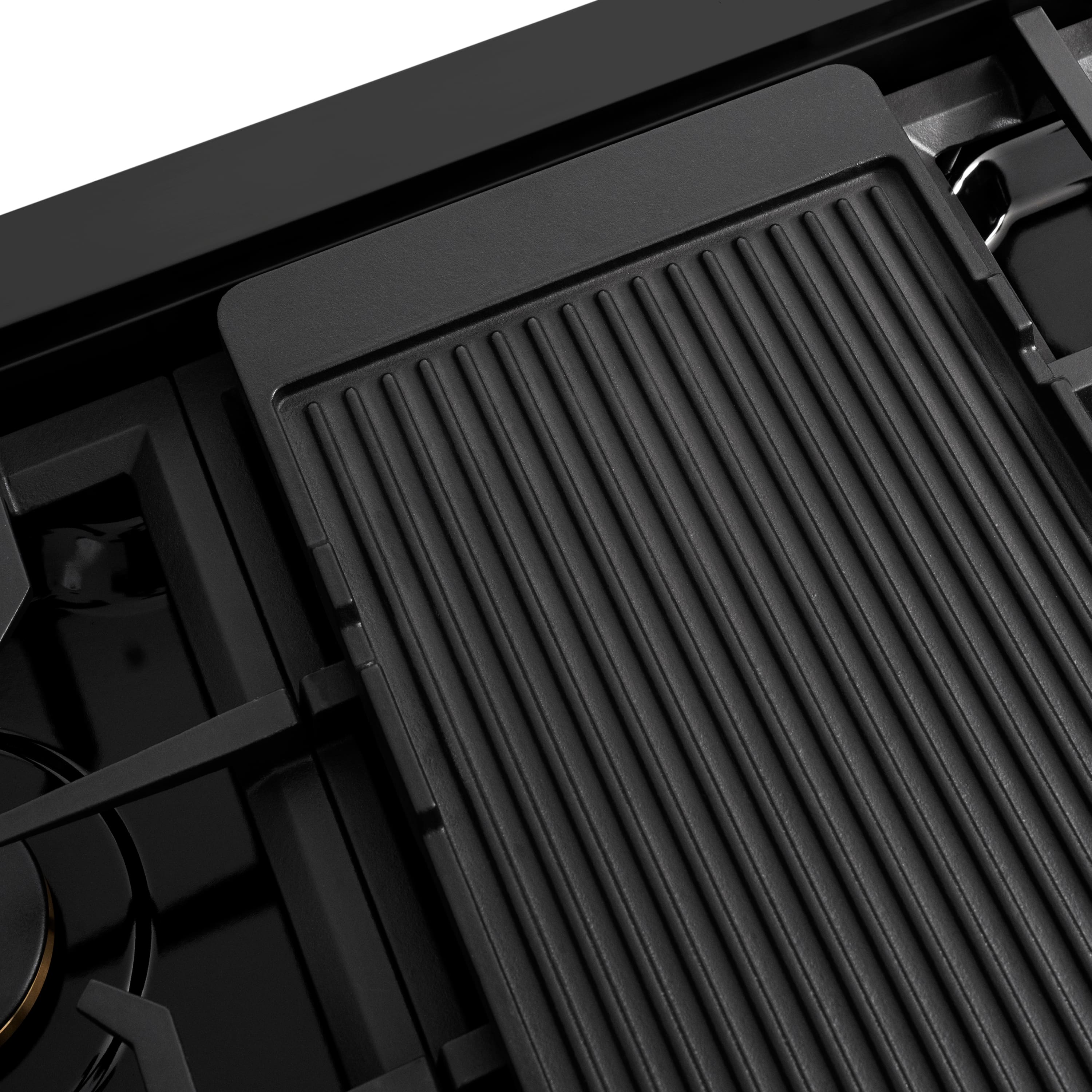 Alt View 12. ZLINE - ZLINE 48 in. Autograph Paramount Rangetop in Black Stainless Steel w/ Gold Accents (SRTBZ-48-G) - Black Stainless Steel.